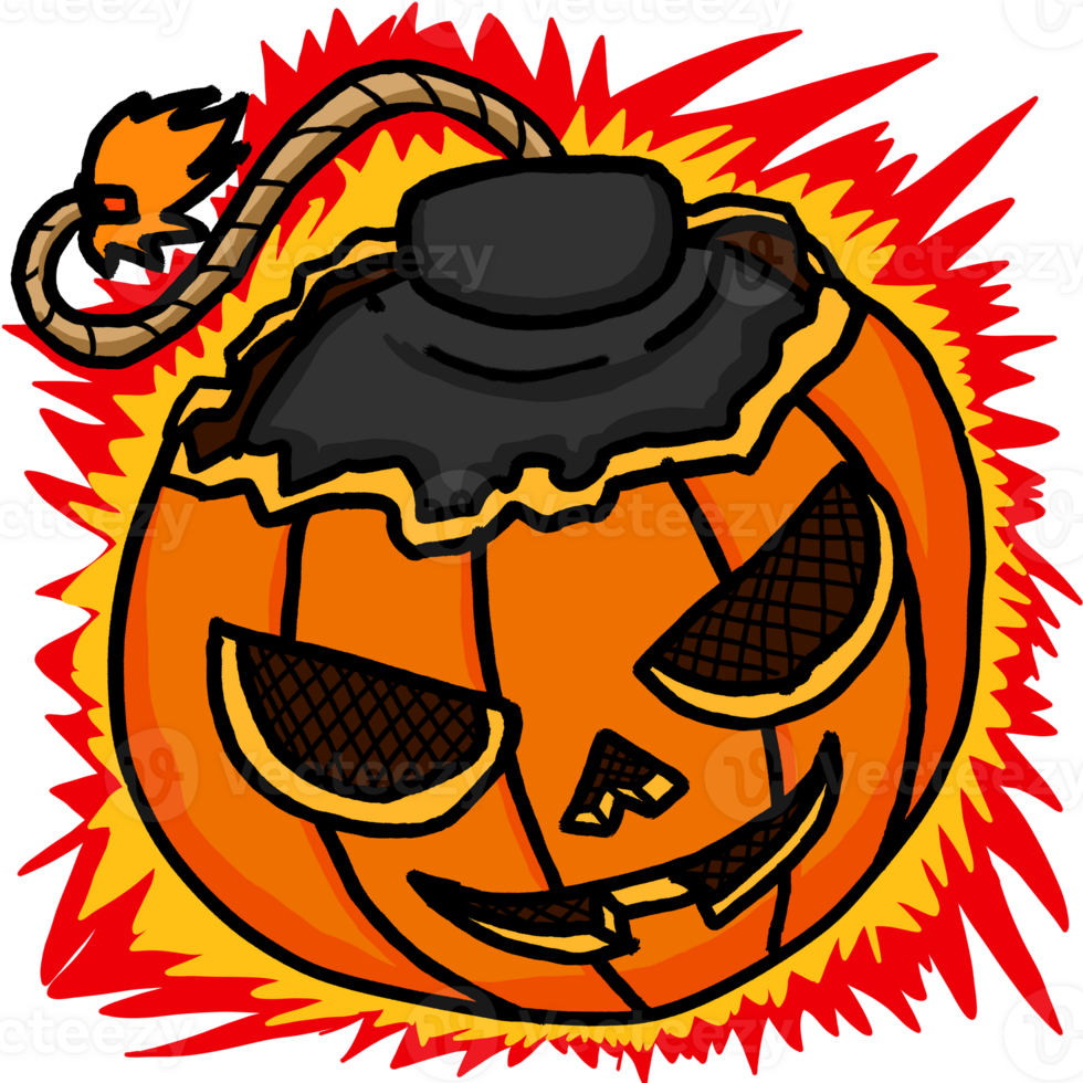 halloween pumpa huvud tecknad serie illustration för sublimering design png