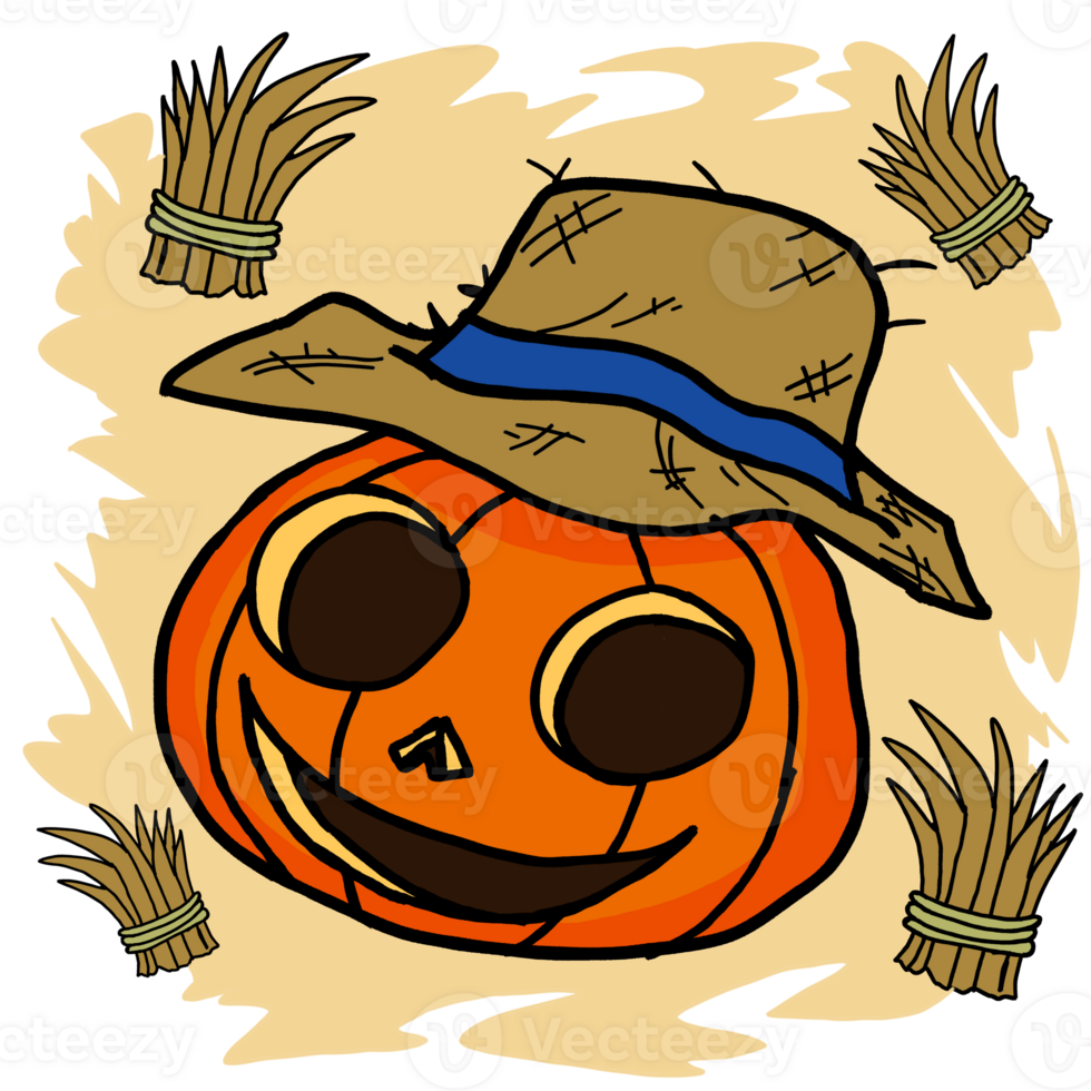 Halloween Pumpkin Head Cartoon Illustration For Sublimation Design png