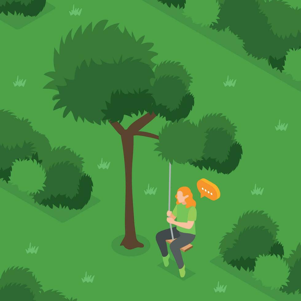 Girl On Swing vector