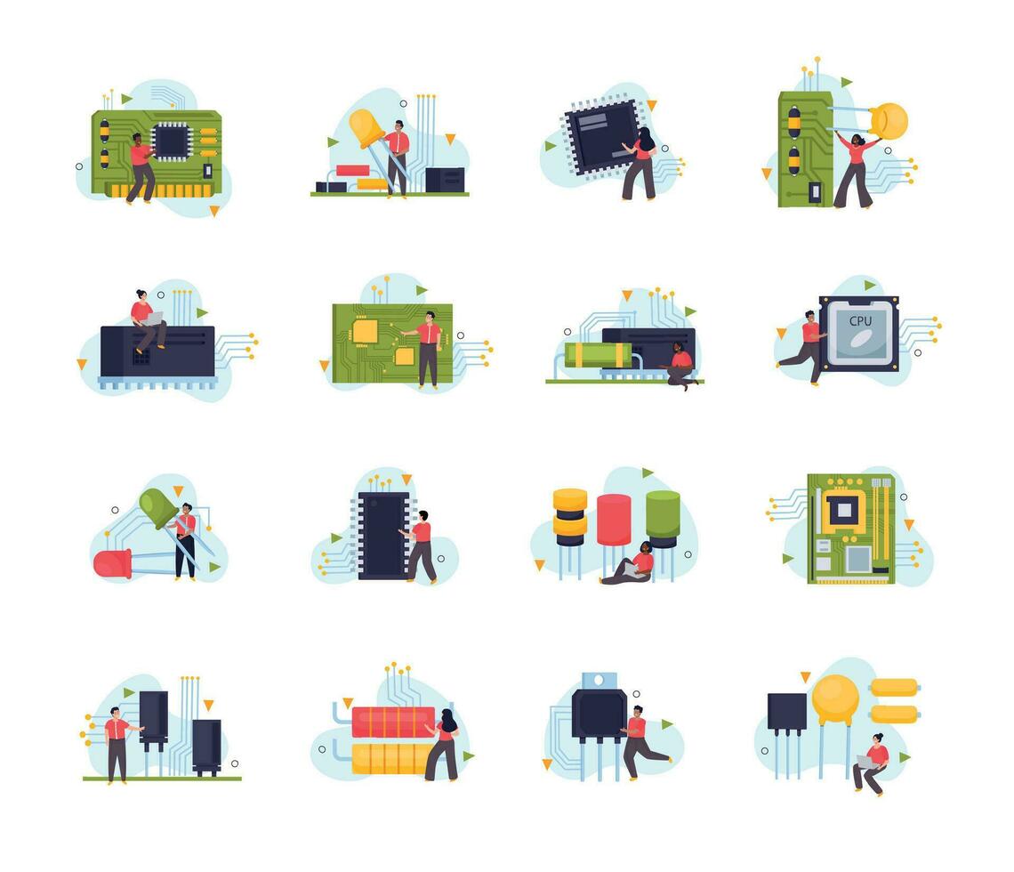 Microchip Icons Set vector
