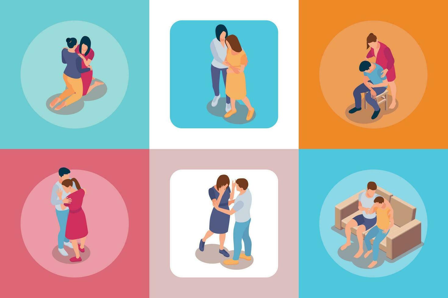 People Support Round Compositions vector