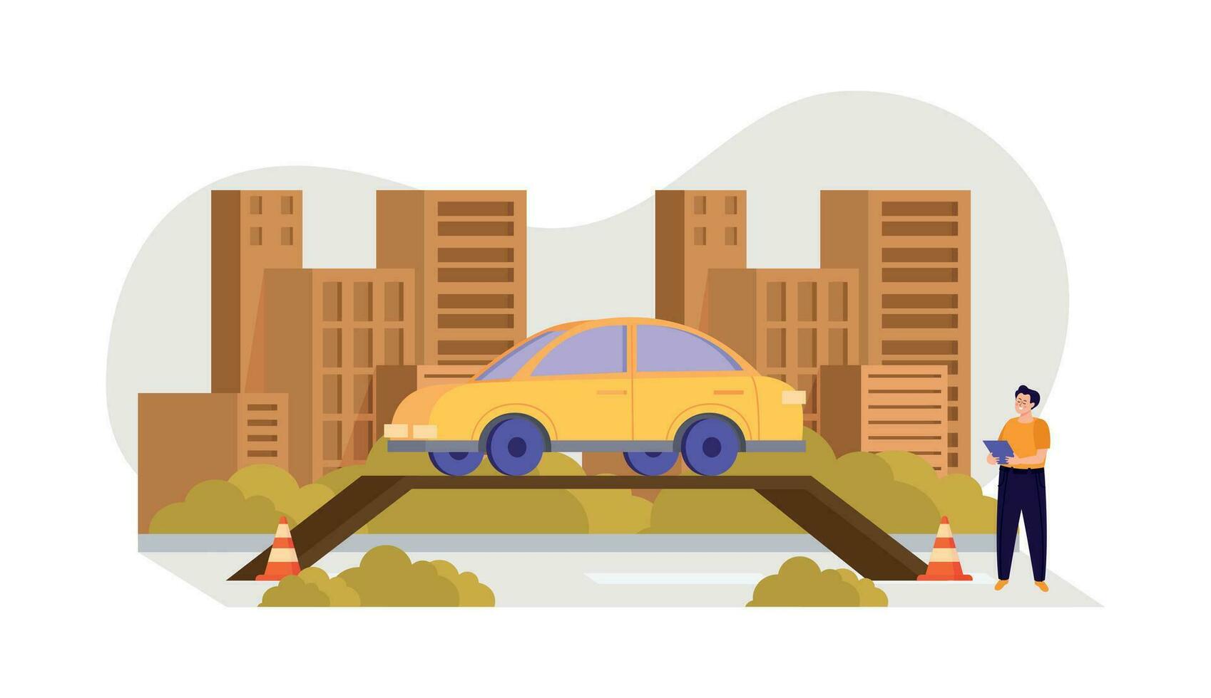 Driving School Flat Composition vector