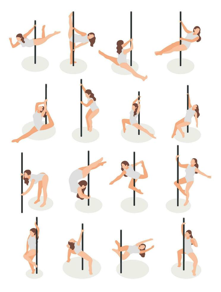 Pole Dance Icons Set vector