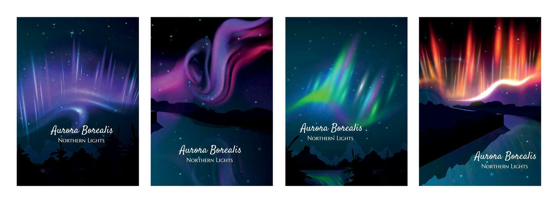 Northern Lights Realistic Posters vector