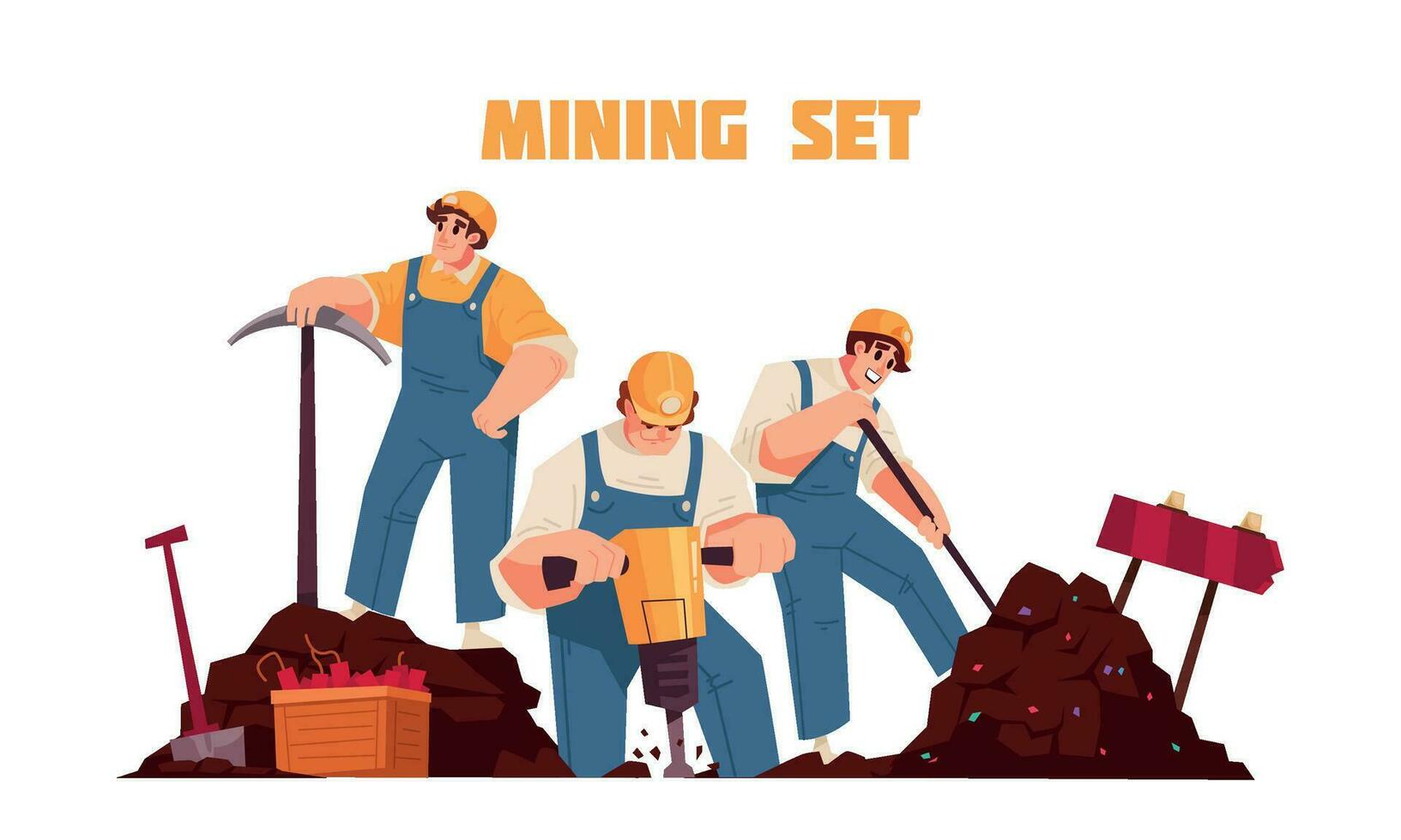 Flat Mining Concept vector