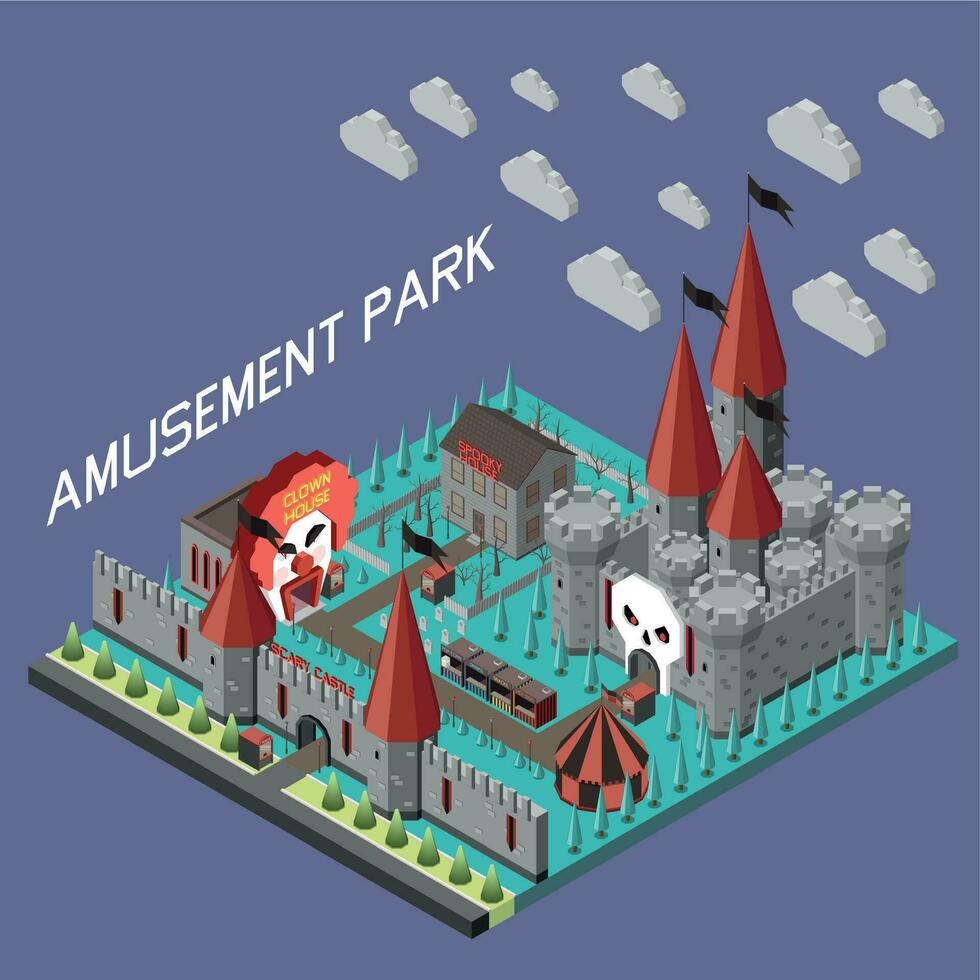Amusement Park Castle Composition vector