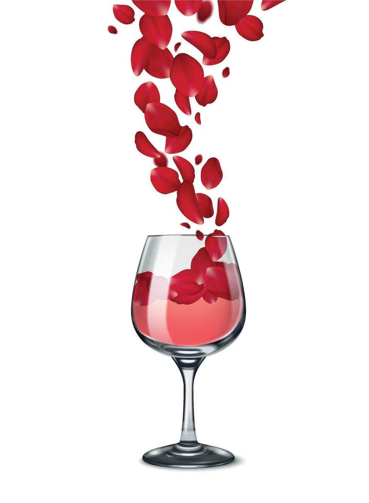 Wine Glass Petals Composition vector