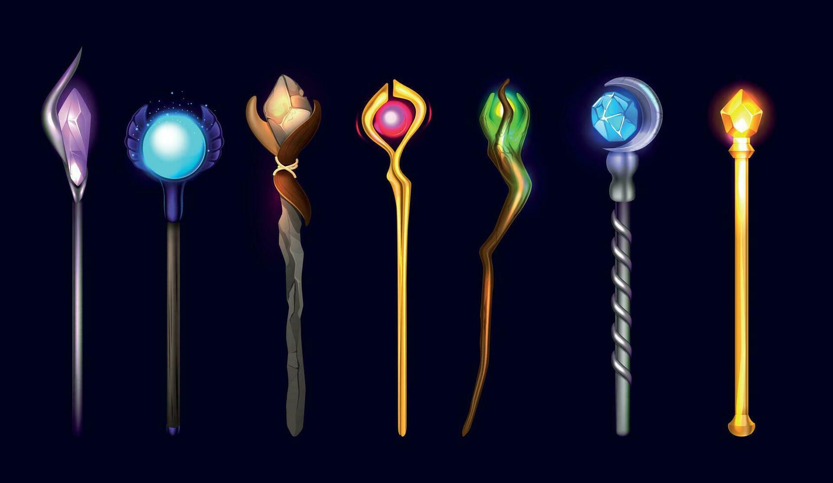 Magic Wizard Staff Set vector