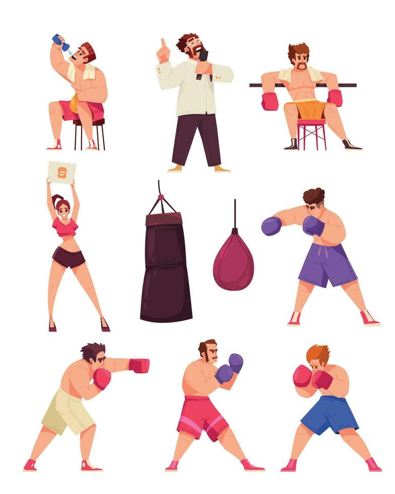 Boxing Box Ring Icon Set vector