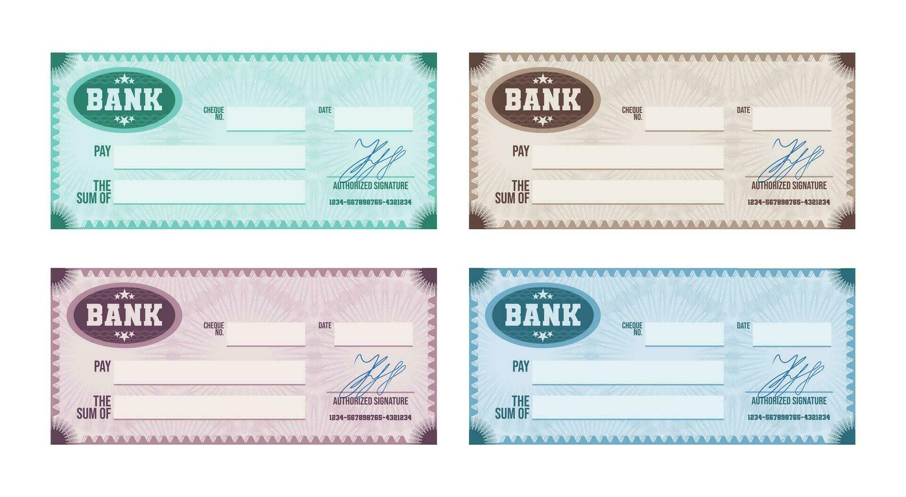 blanco banco cheque color conjunto vector