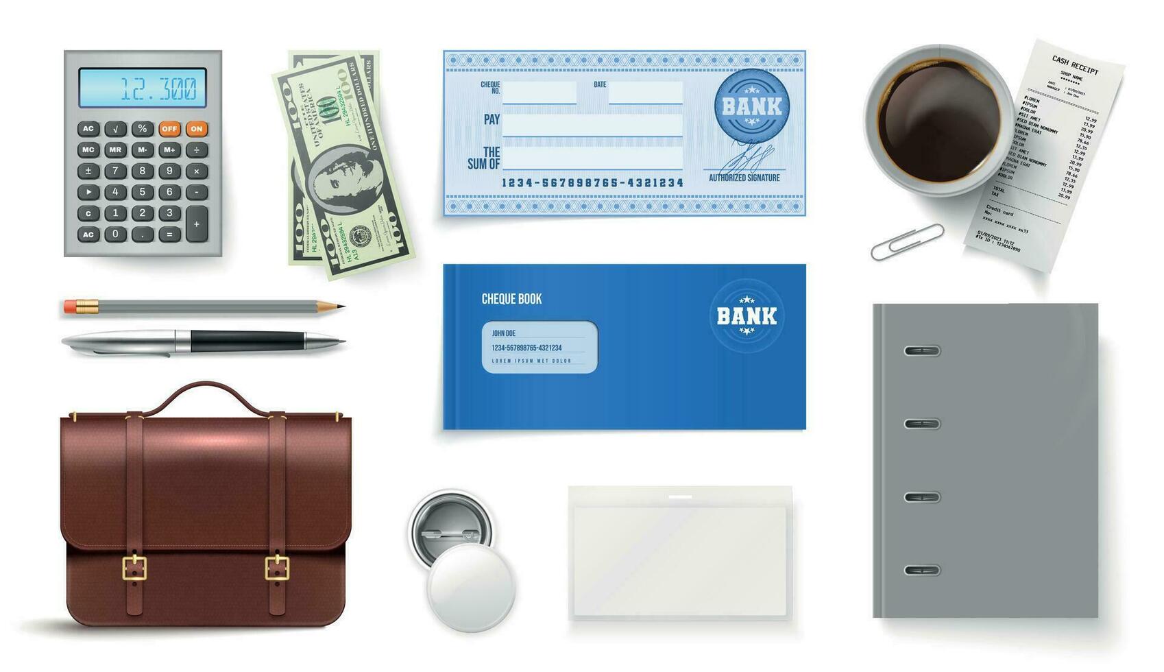 Business Items Realistic Set vector