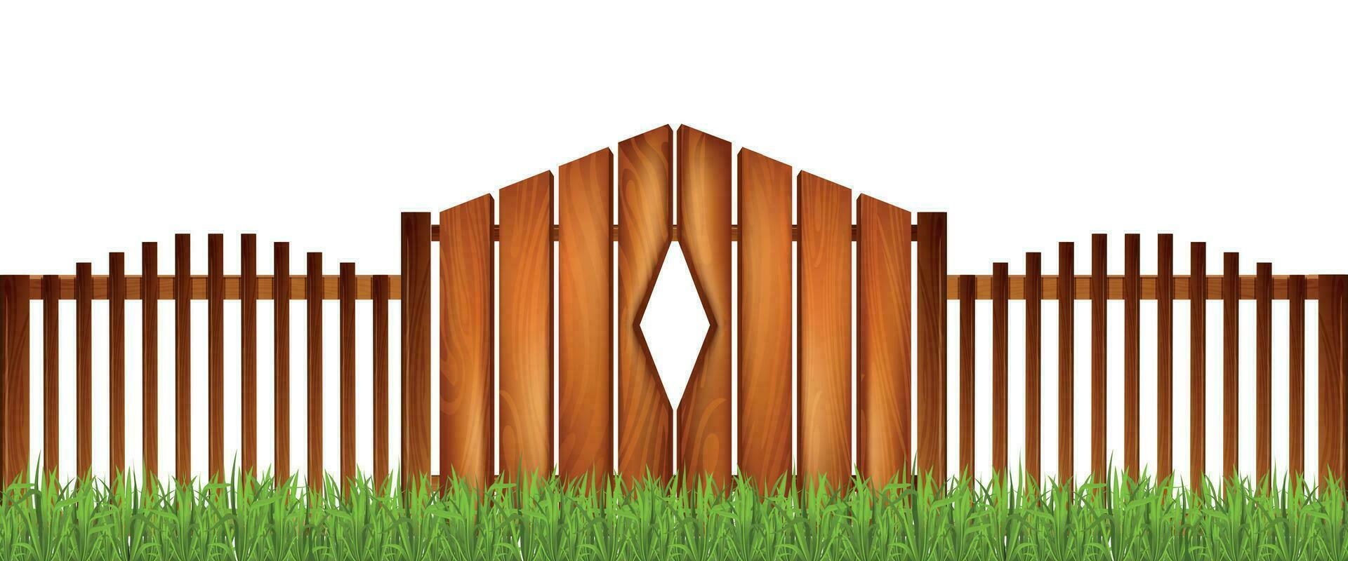 Wooden Fence Realistic Composition vector