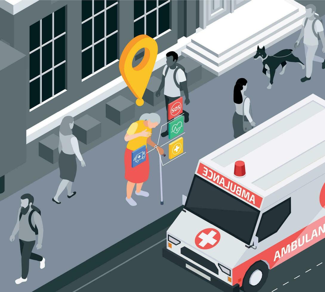 Senior Medical Emergency Composition vector