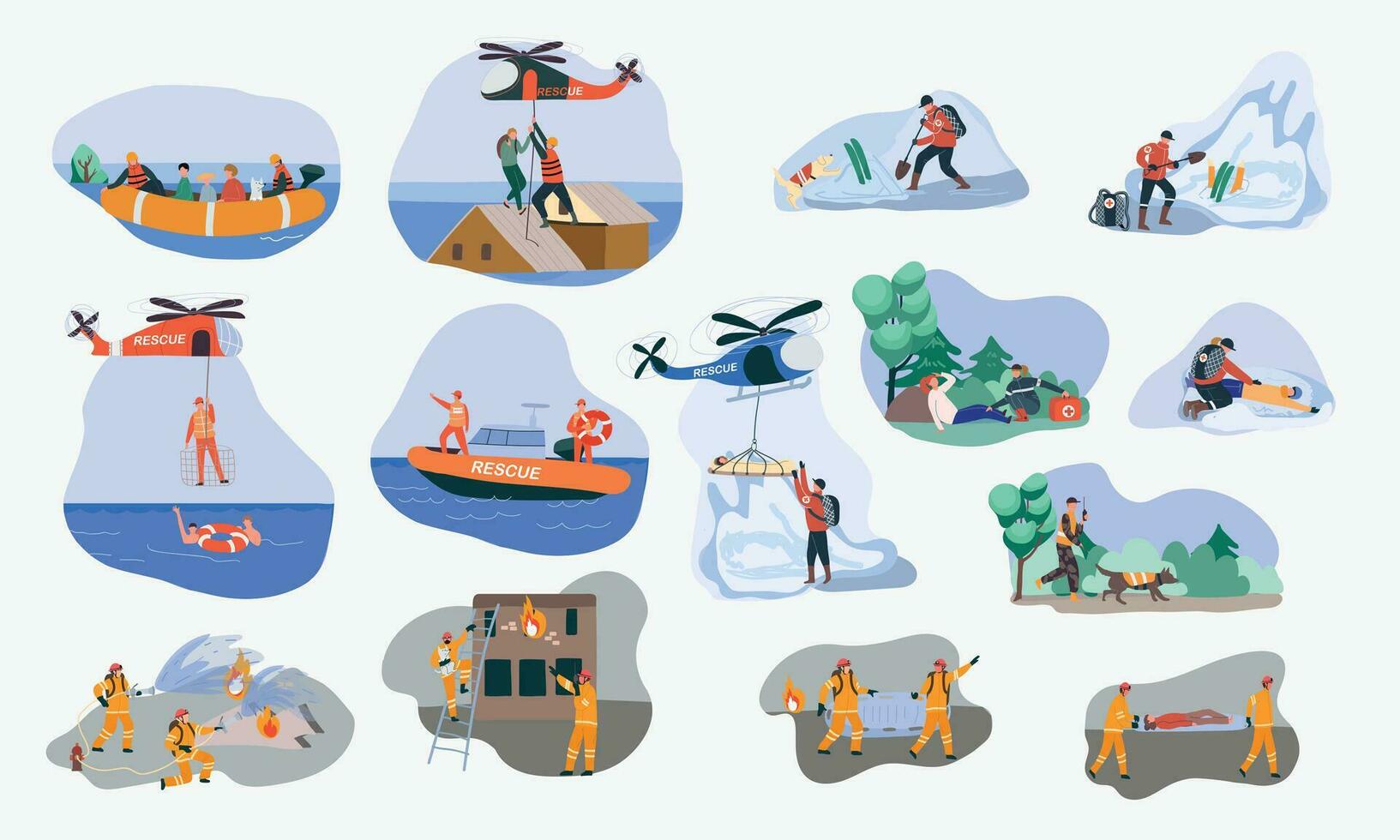 Rescuer Icons Set vector