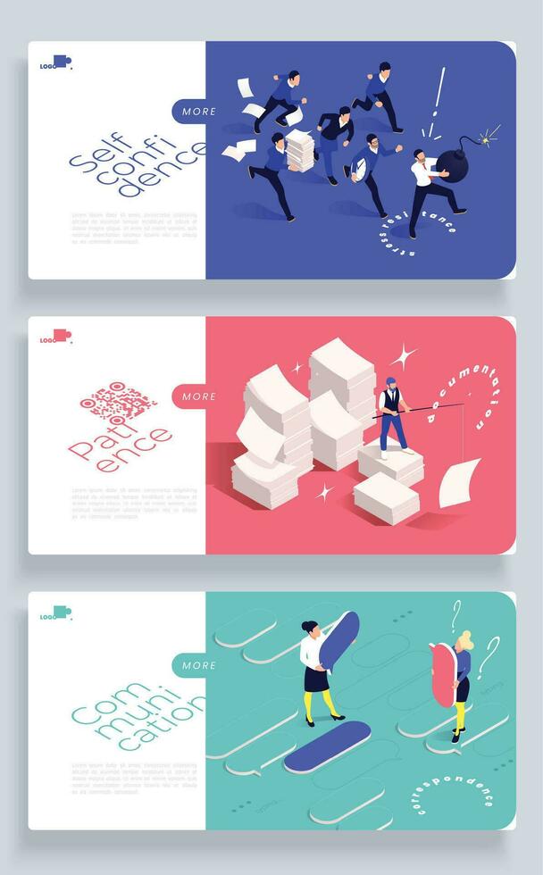 Soft Skills Banners Set vector
