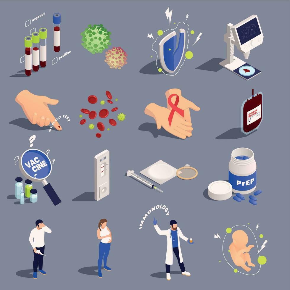 Hiv Aids Isometric Set vector