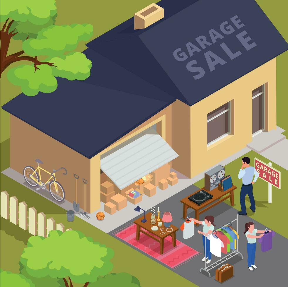 Garage Sale Isometric vector
