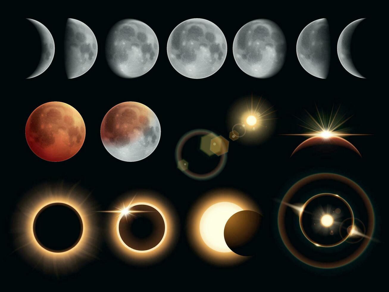 Eclipse Stages Realistic vector