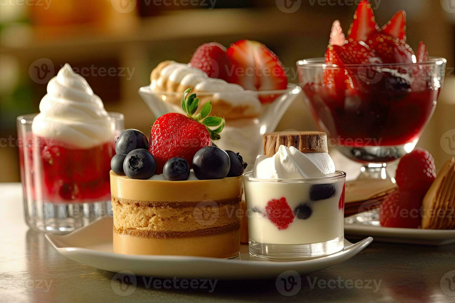 postres incluso chocolate, frambuesas, generativo ai foto