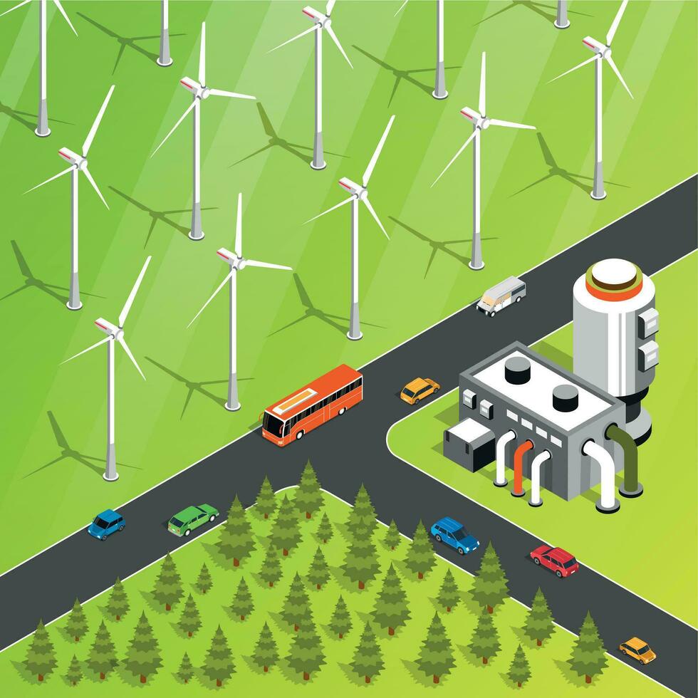 Green Energy Isometric Illustration vector