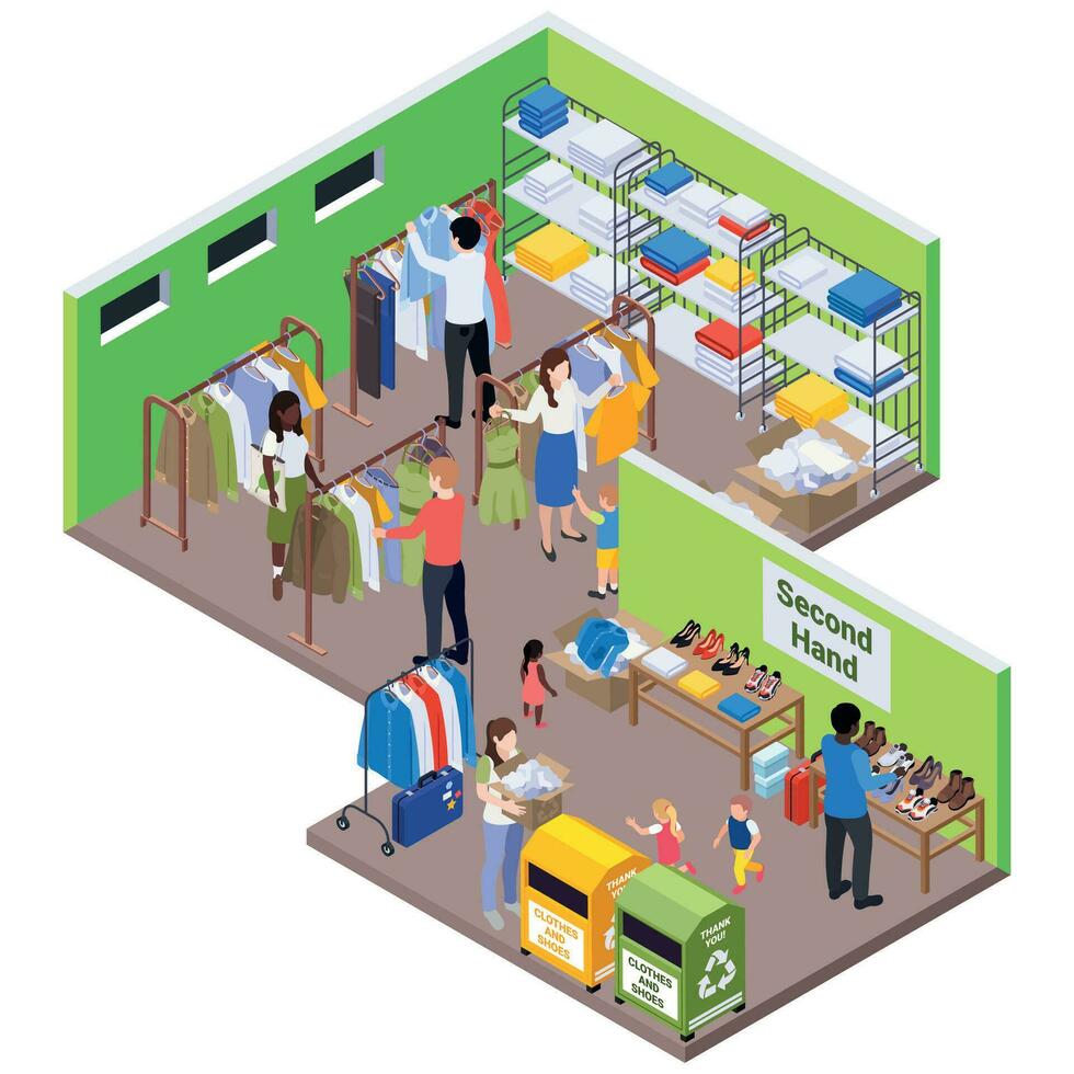 Second Hand Isometric Composition vector