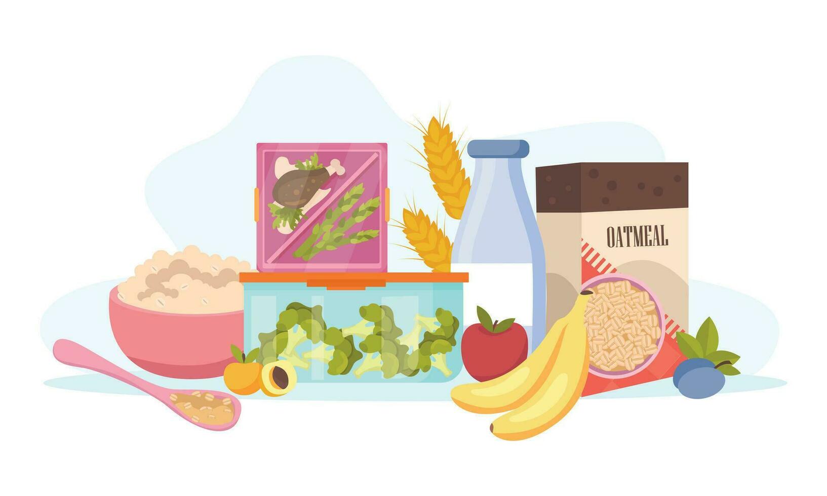 Food With Containers Composition vector