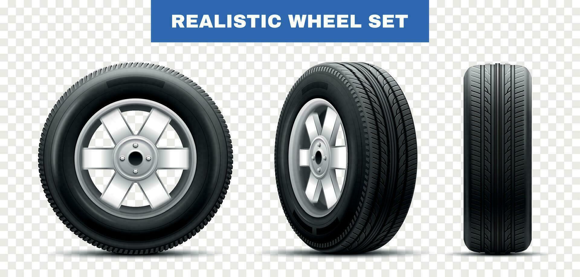 Three Views Of Wheel Tire vector