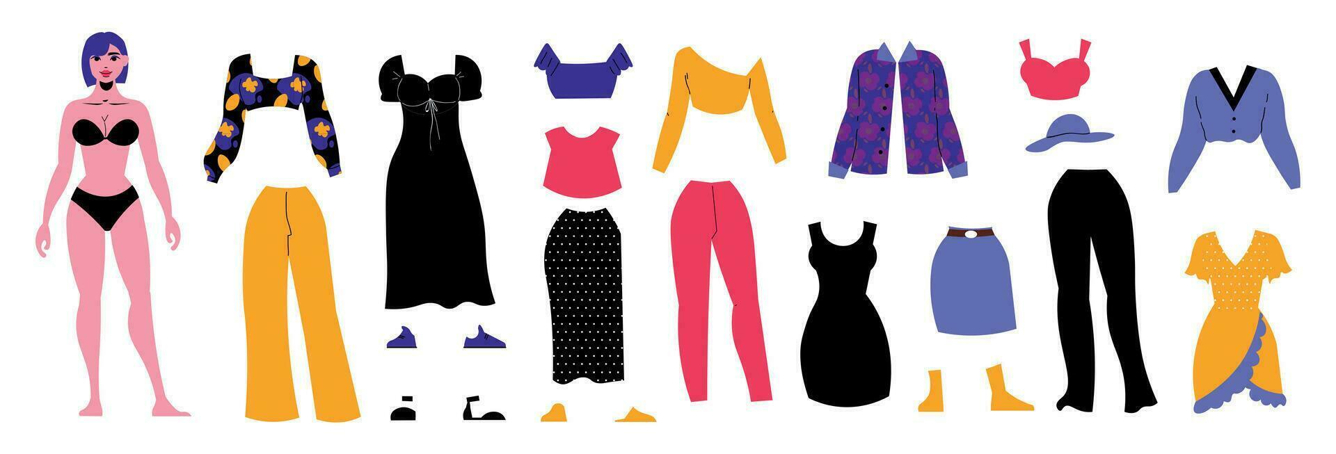 Paper Doll Clothes Set vector