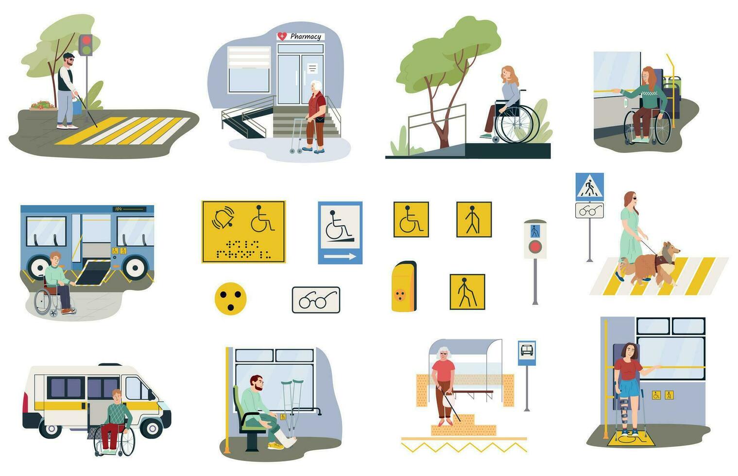 Accessible Environment Icons Set vector