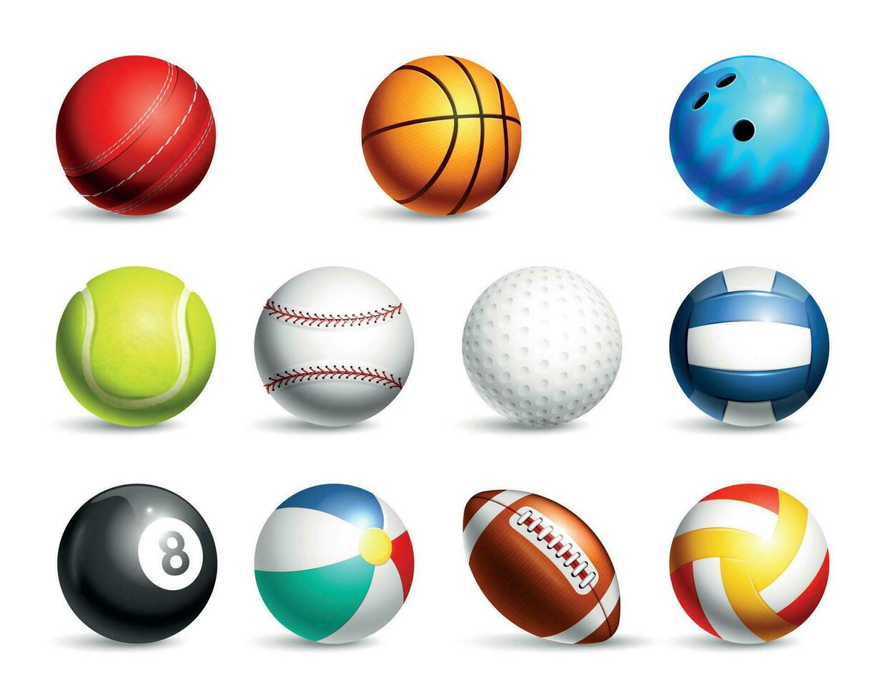 realista deporte pelota icono conjunto vector