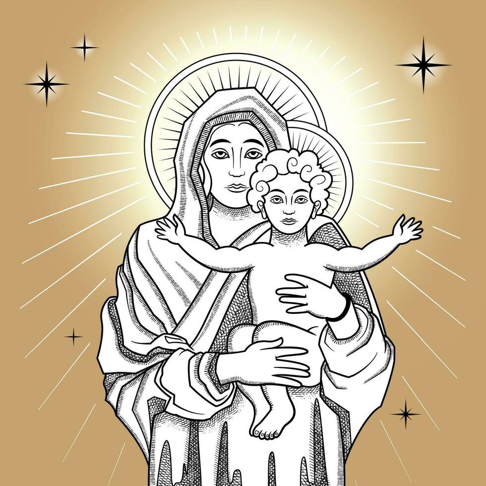 Virgen María Jesús composición vector