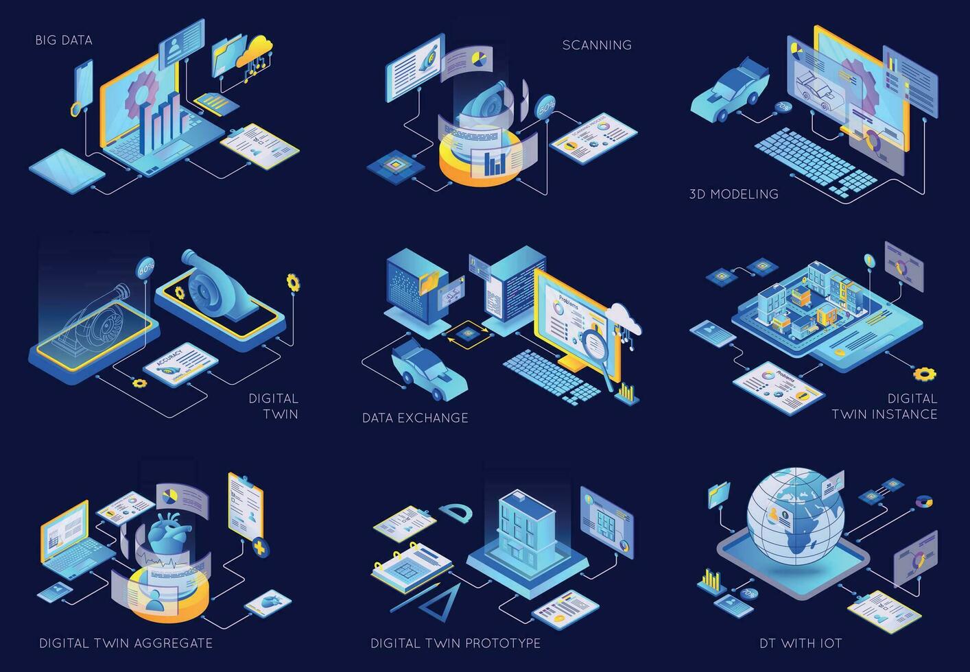 Digital Twin Set vector