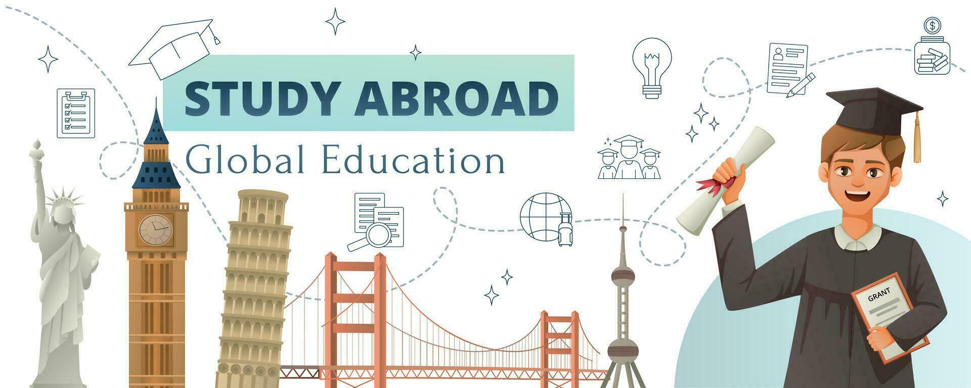 Study Abroad Education Background vector