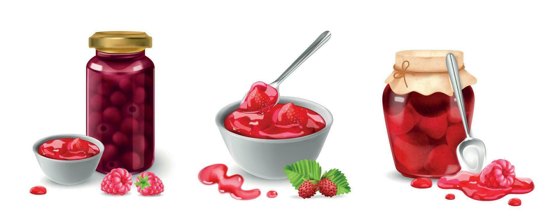 Realistic Sweet Jam Compositions vector