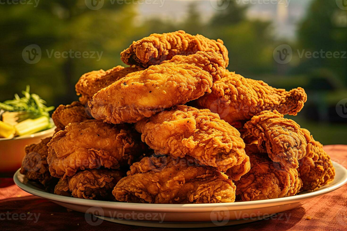 Fried chicken Wings with Kethcup, Generative AI photo