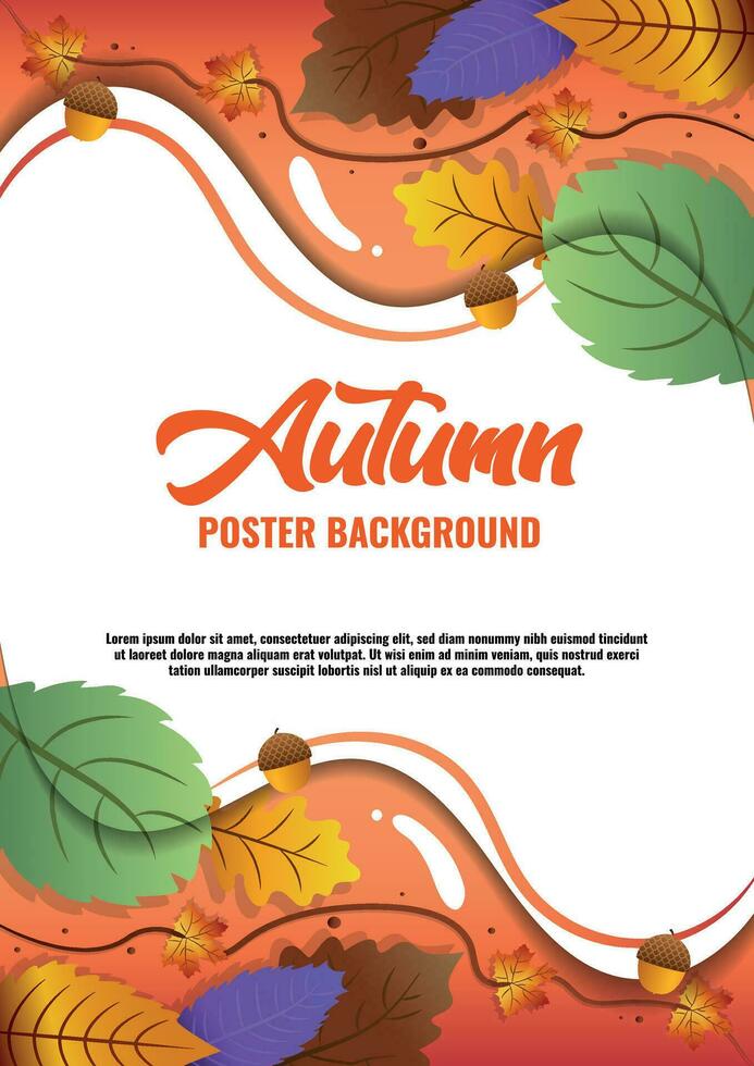 Poster Template Vector Leaves for Autumn Seasons