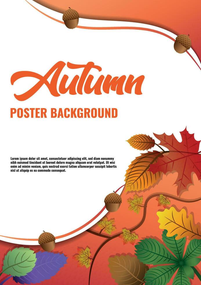 Poster Template Vector Leaves for Autumn Seasons V4