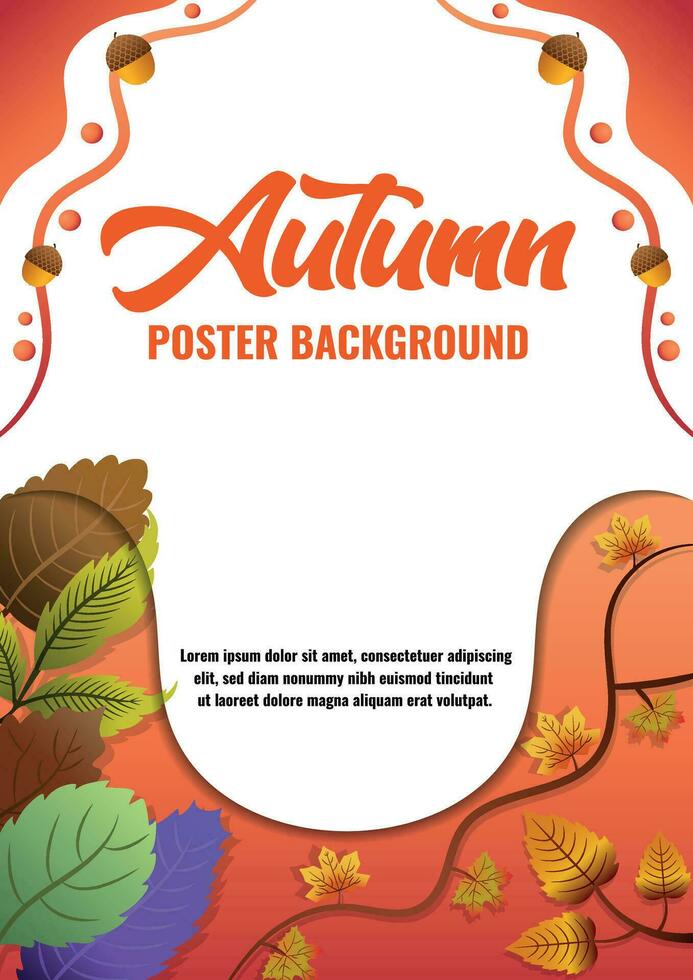 póster modelo vector hojas para otoño estaciones v5