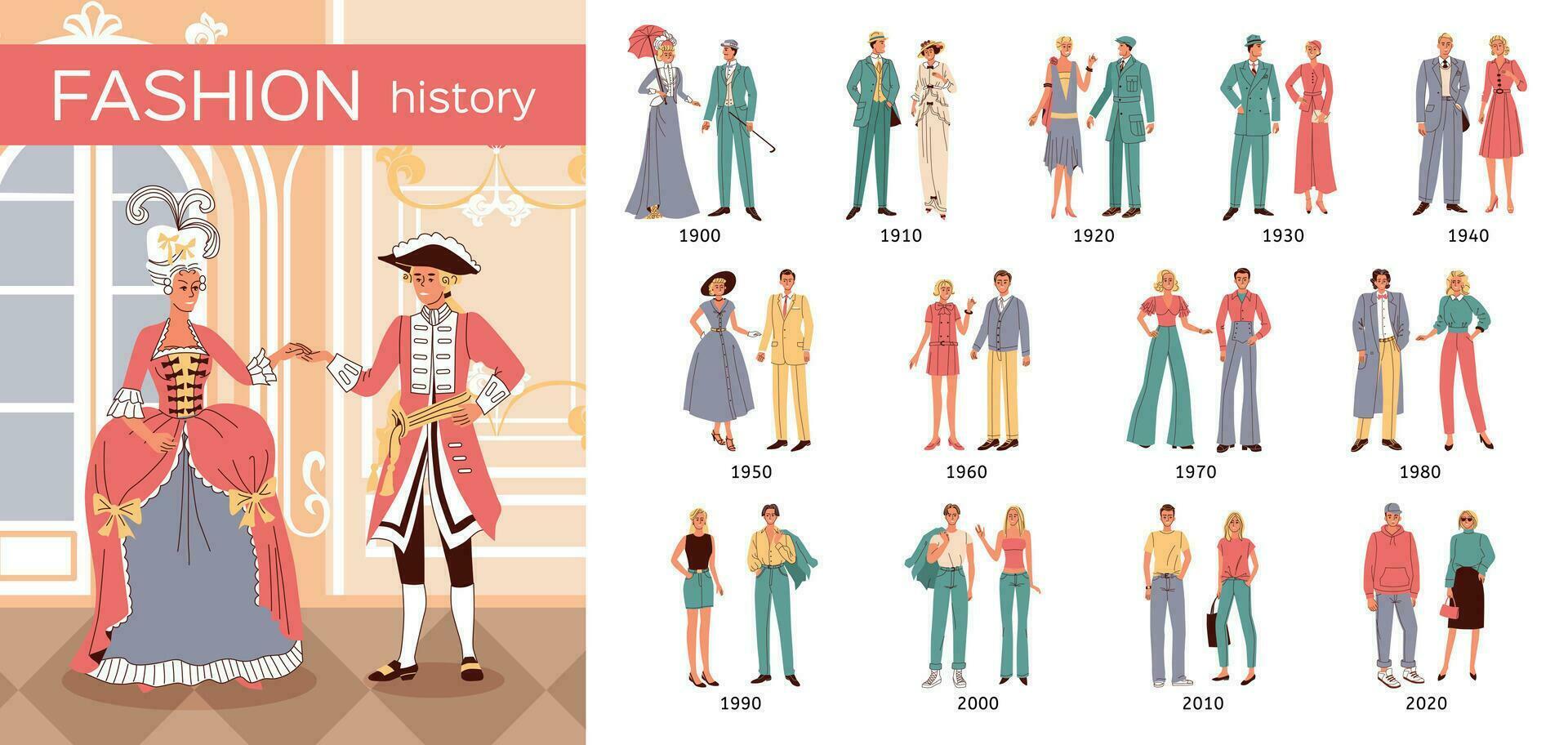 Moda historia plano composición vector