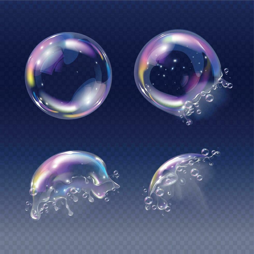 Realistic Soap Bubble Set vector