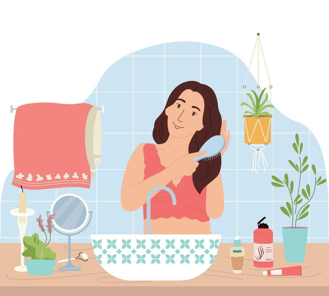 Daily Morning Routine Flat Composition vector