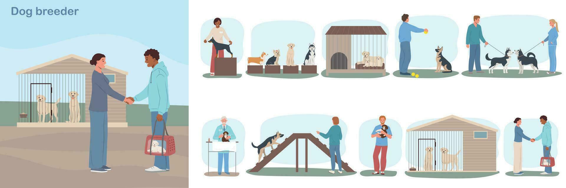 Dog Breeder Business Compositions vector