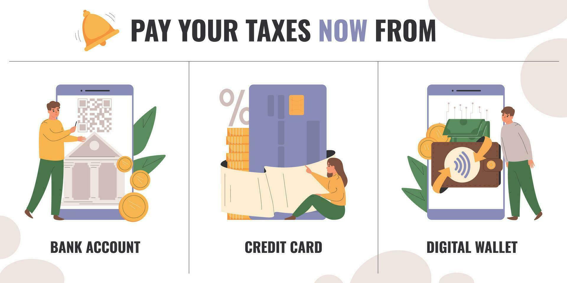 Tax Pay Flat Set vector