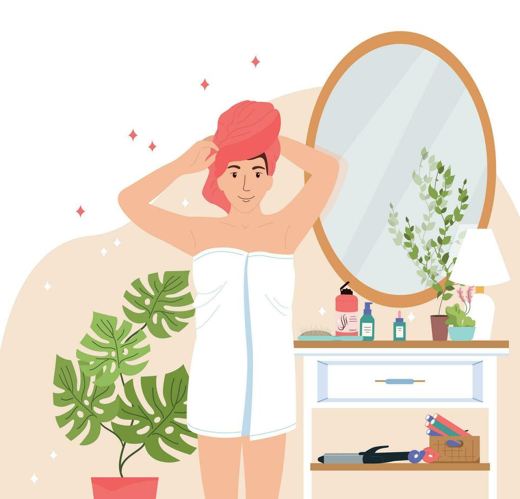 Morning Routine Flat Composition vector
