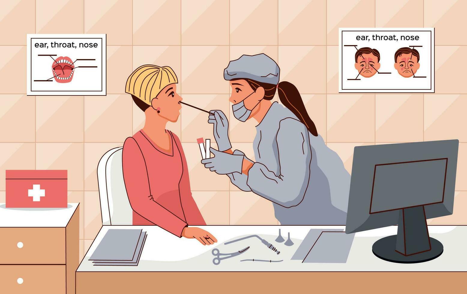 Nasal Disease Flat Illustration vector
