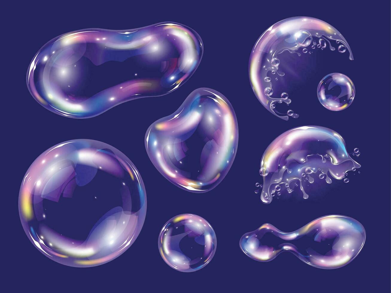 realista jabón burbuja conjunto vector