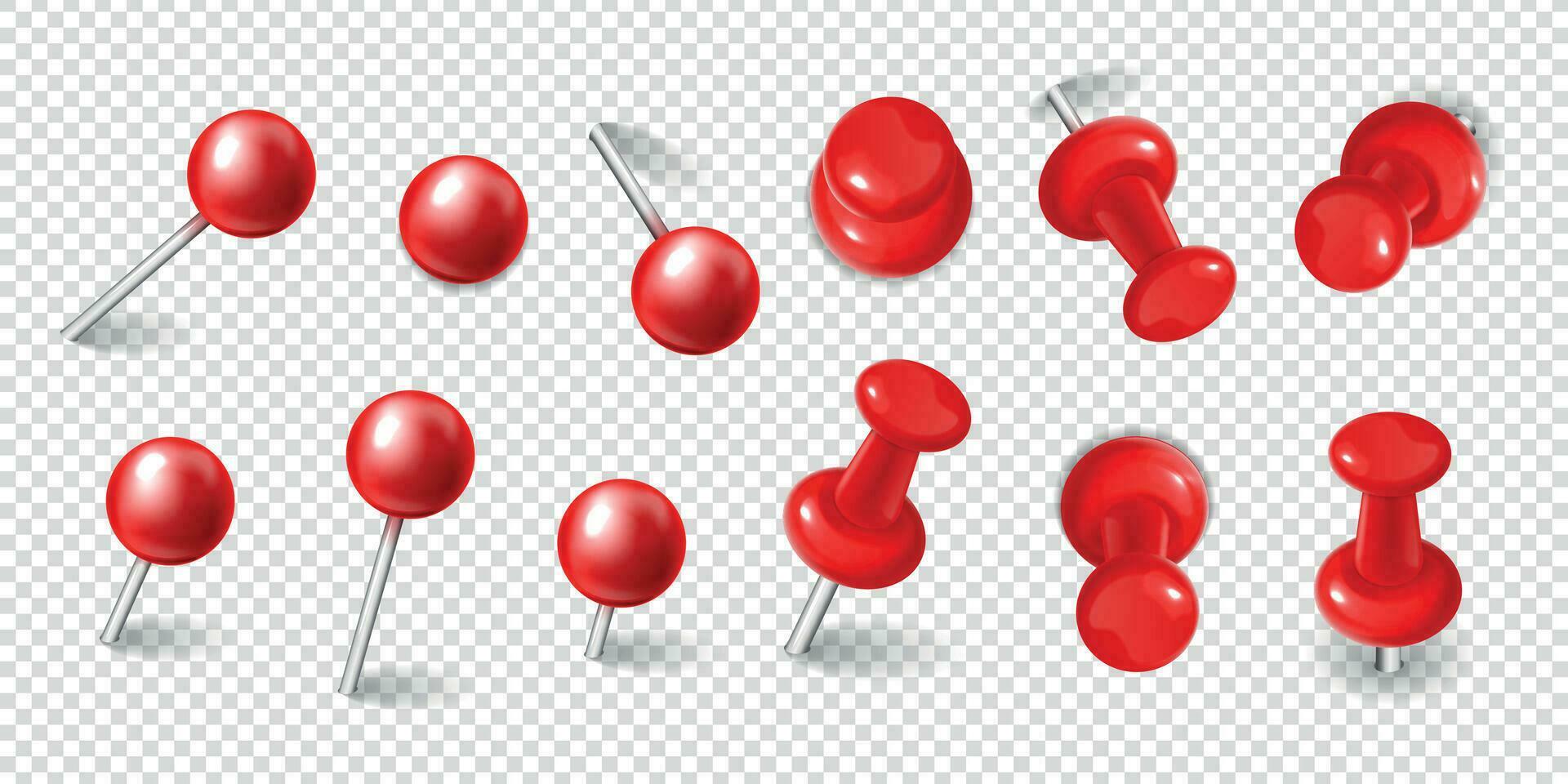 Red Pushpin Transparent Set vector