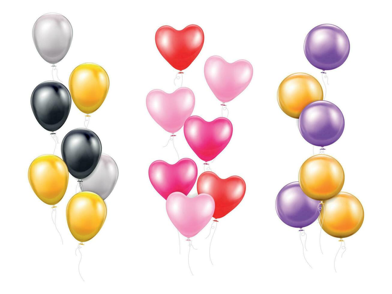 Balloon Bunches Realistic Compositions vector