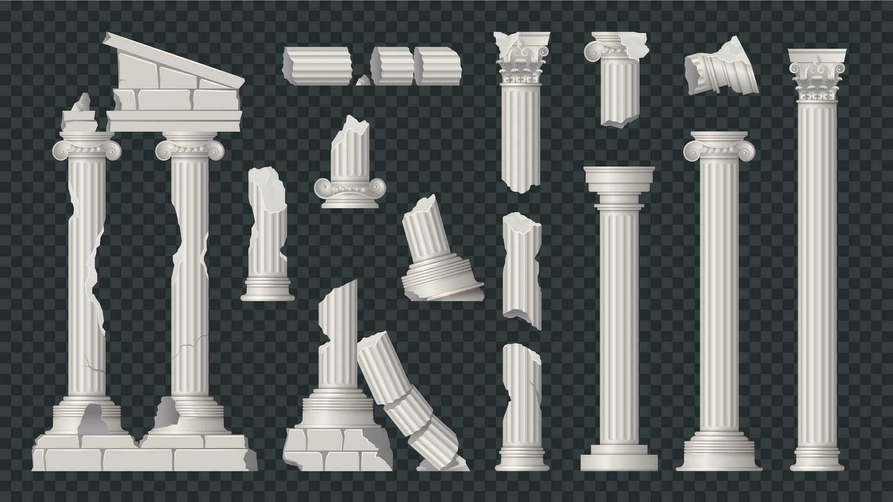 Realistic Ancient Ruins Set vector