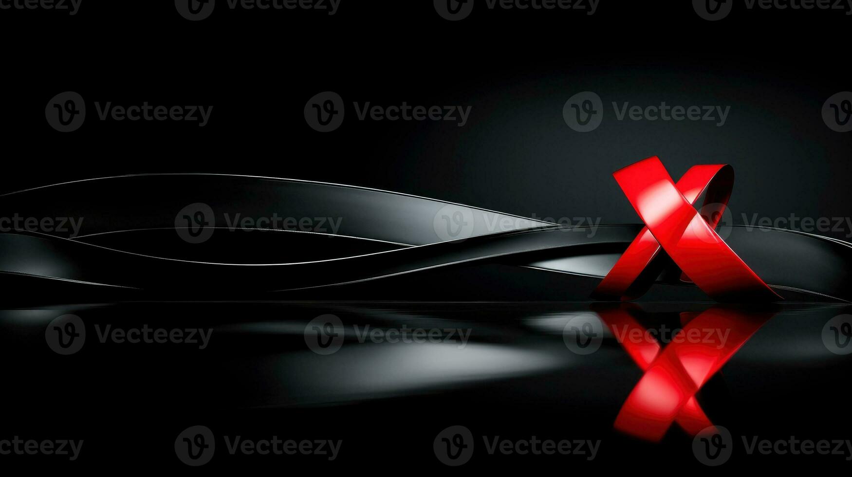 Hiv Virus. Red Ribbon Symbol in Hiv World Day on Dark Background